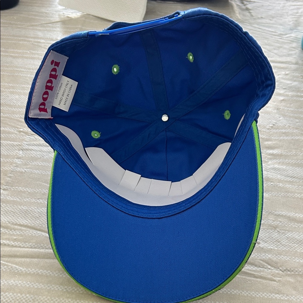 Poppi Blue Cap with Green Flame Design - Picture 2 of 3
